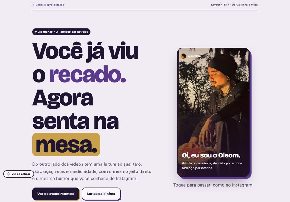 Prévia do layout Da Caixinha à Mesa